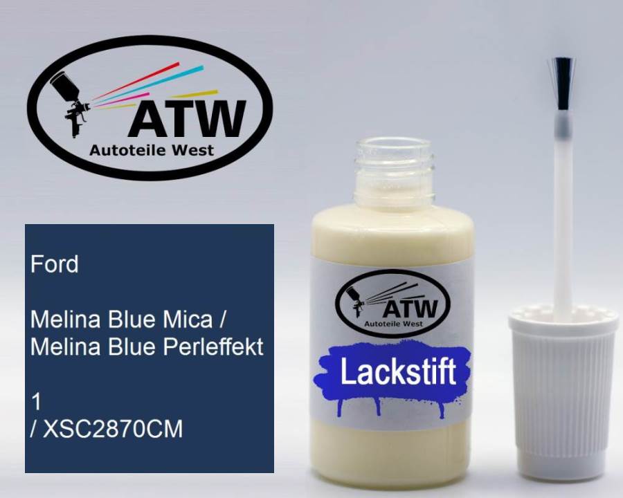 Ford, Melina Blue Mica / Melina Blue Perleffekt, 1 / XSC2870CM: 20ml Lackstift, von ATW Autoteile West.